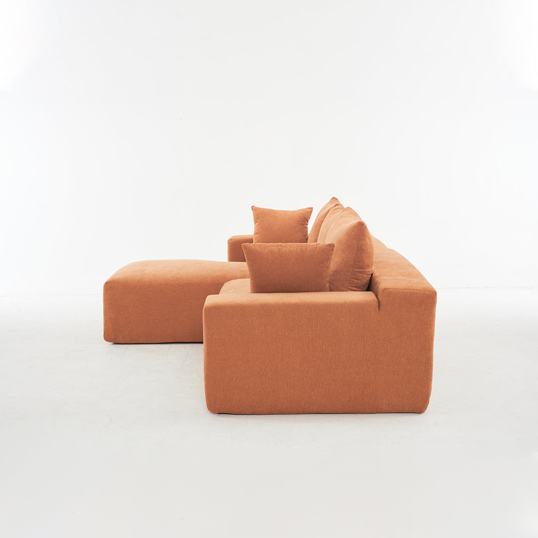 Dakar 4-Seat Minimalist Modular Sofa in Orange