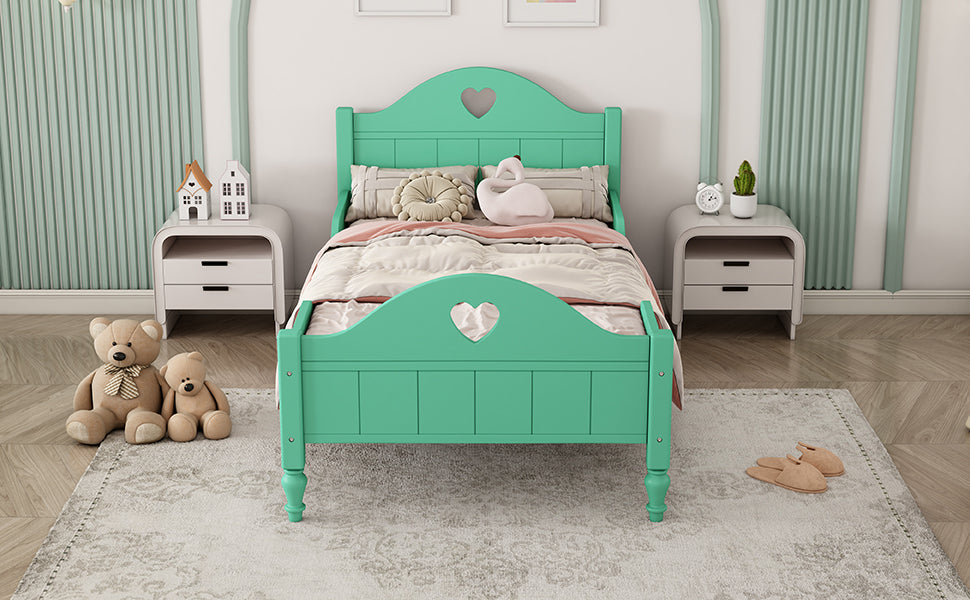 Seasoft Green Twin Macaron Toddler Bed Frame with Safety Rails