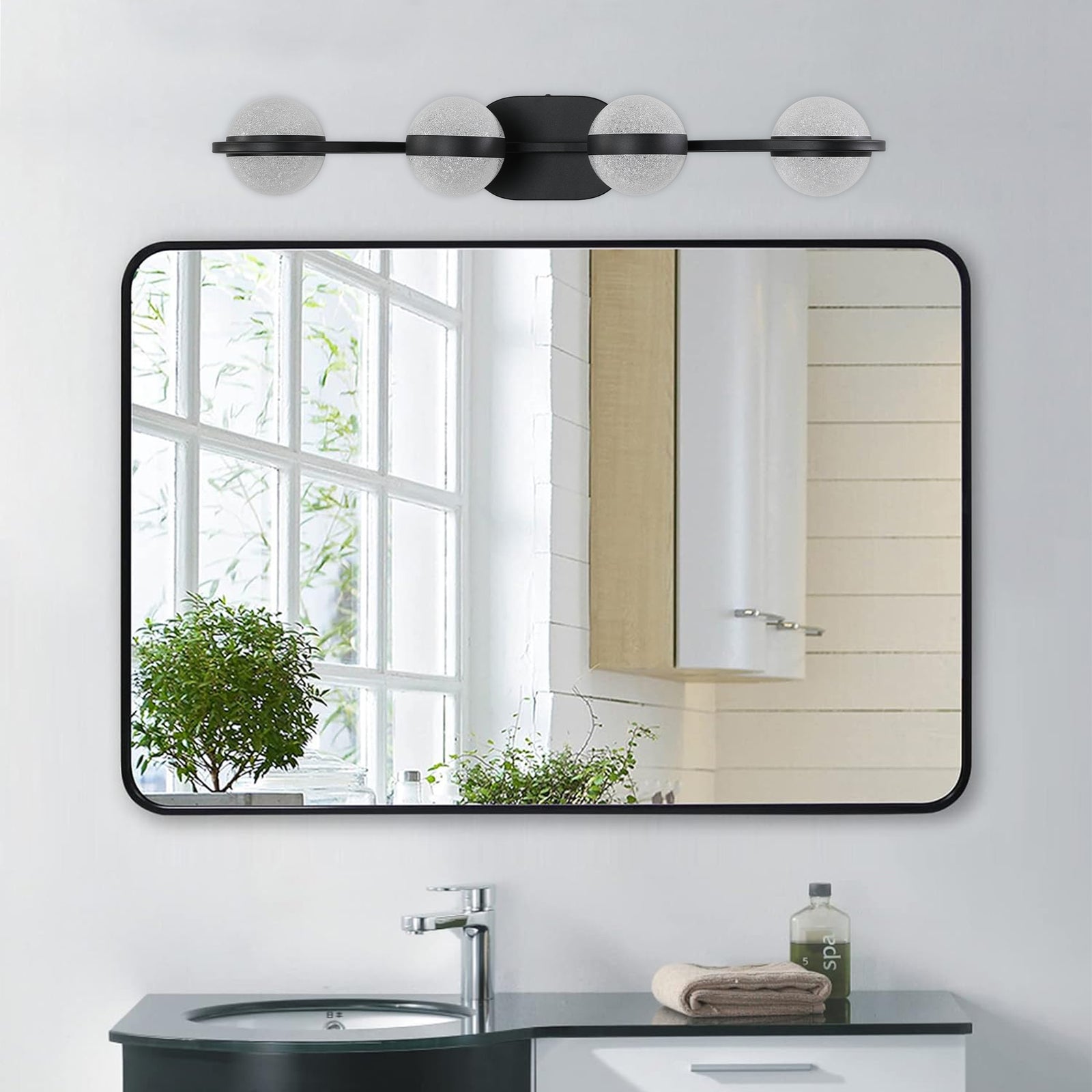 Modern Black 4-Light Vanity Lighting Fixture