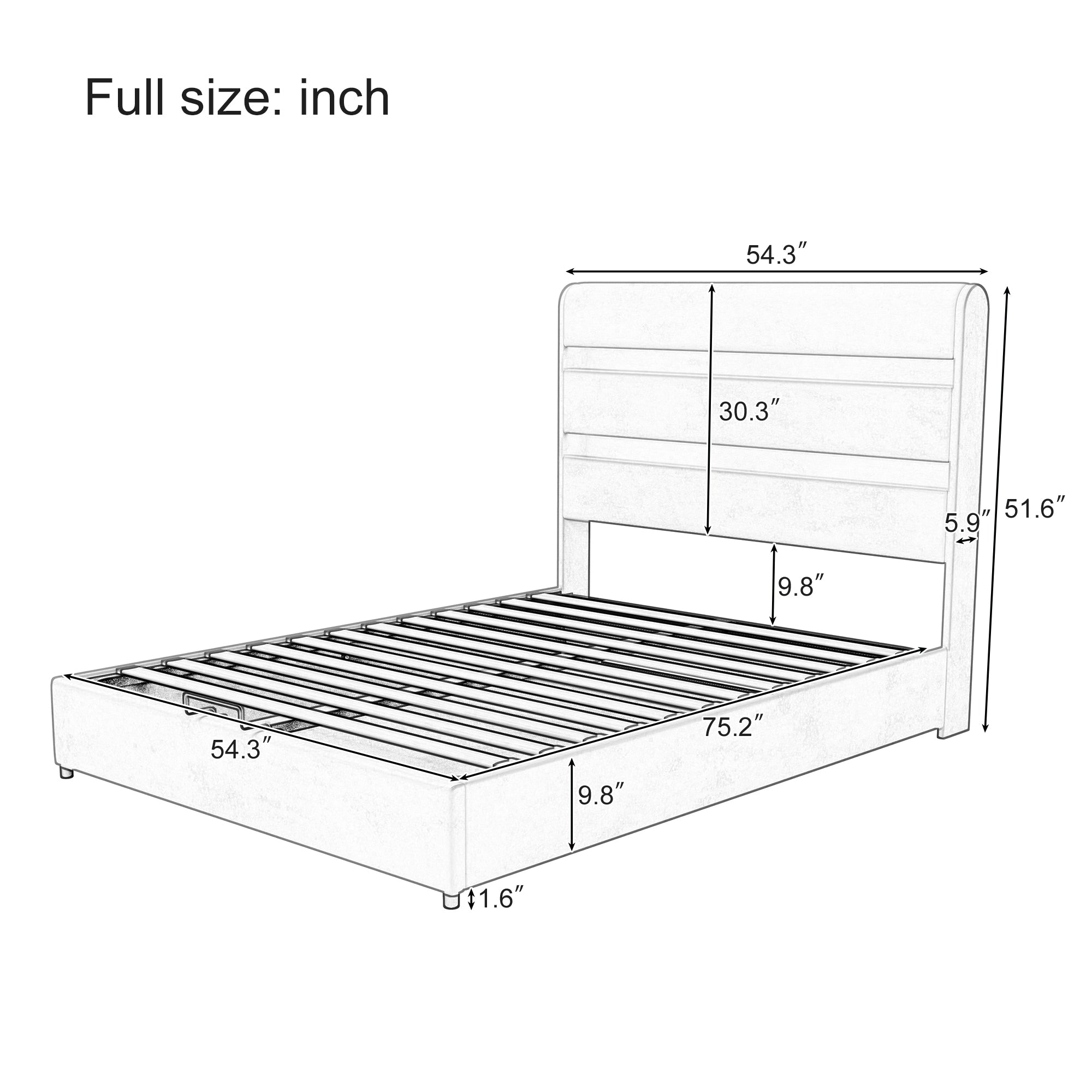 Full Hydraulic Storage Bed with LED Lighting & Beige Velvet Upholstery