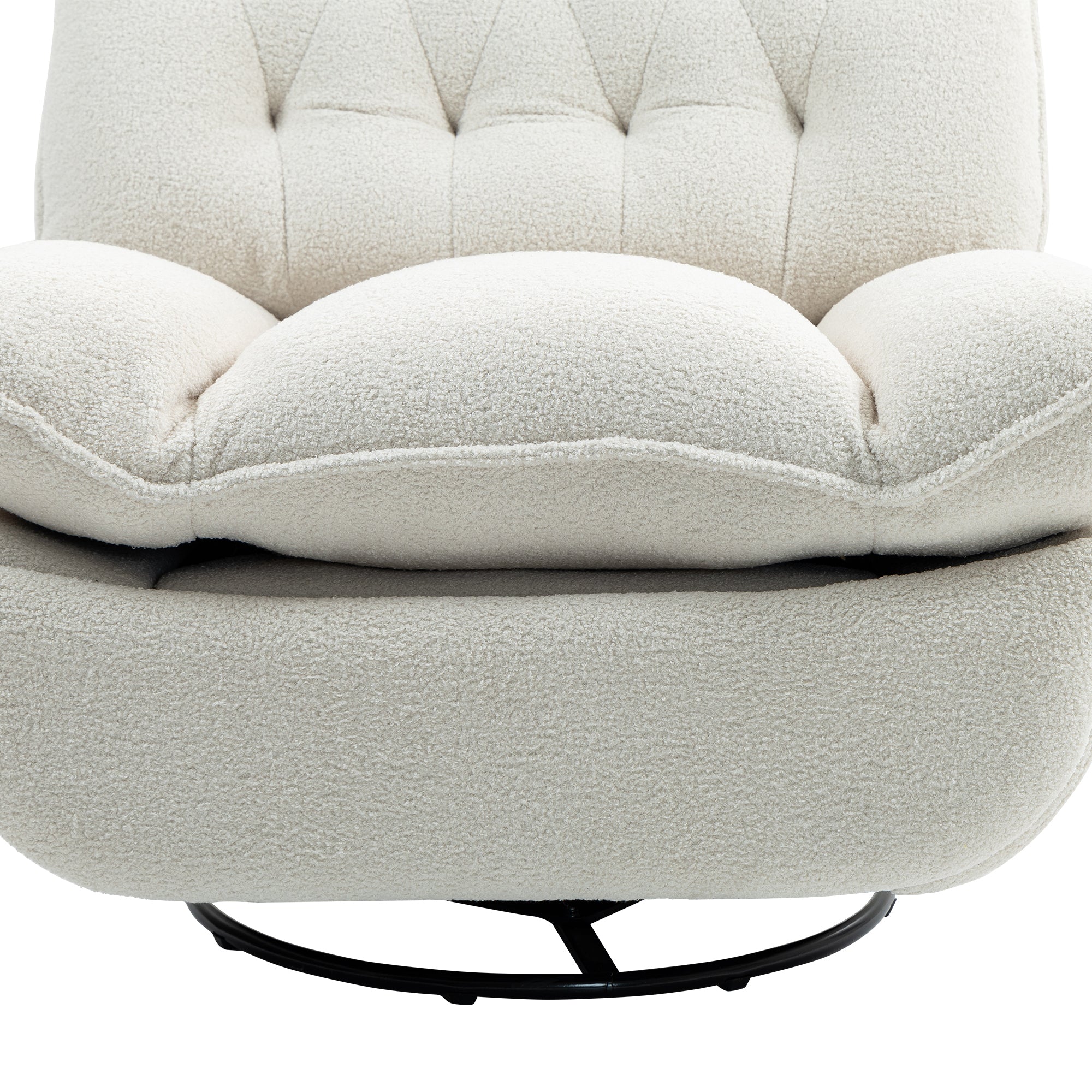 Beige Chenille Upholstered Swivel Recliner Accent Chair