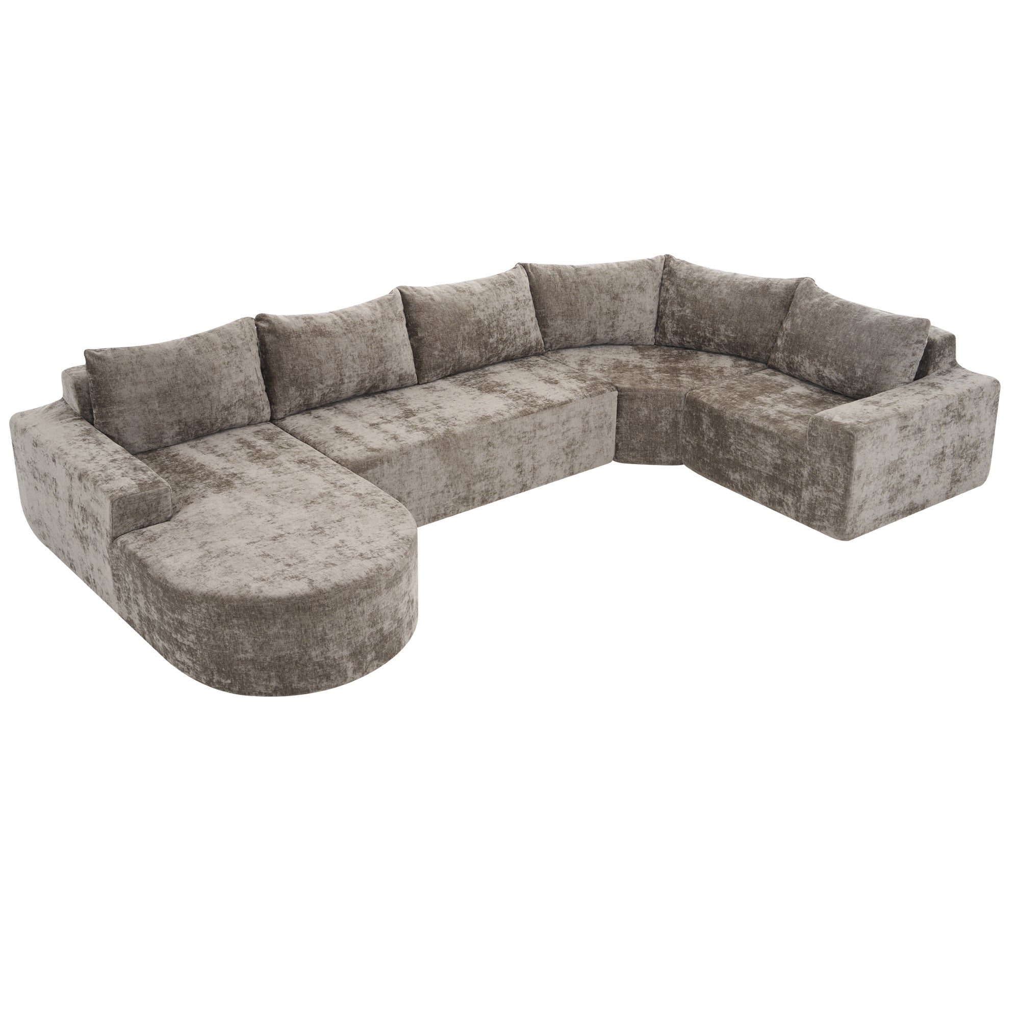 Amalfi Modular Chenille Sectional Sofa in Brown