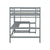 Gray Full Size High Loft Bed with Built-in Desk, Ladder Platform, and Guardrails