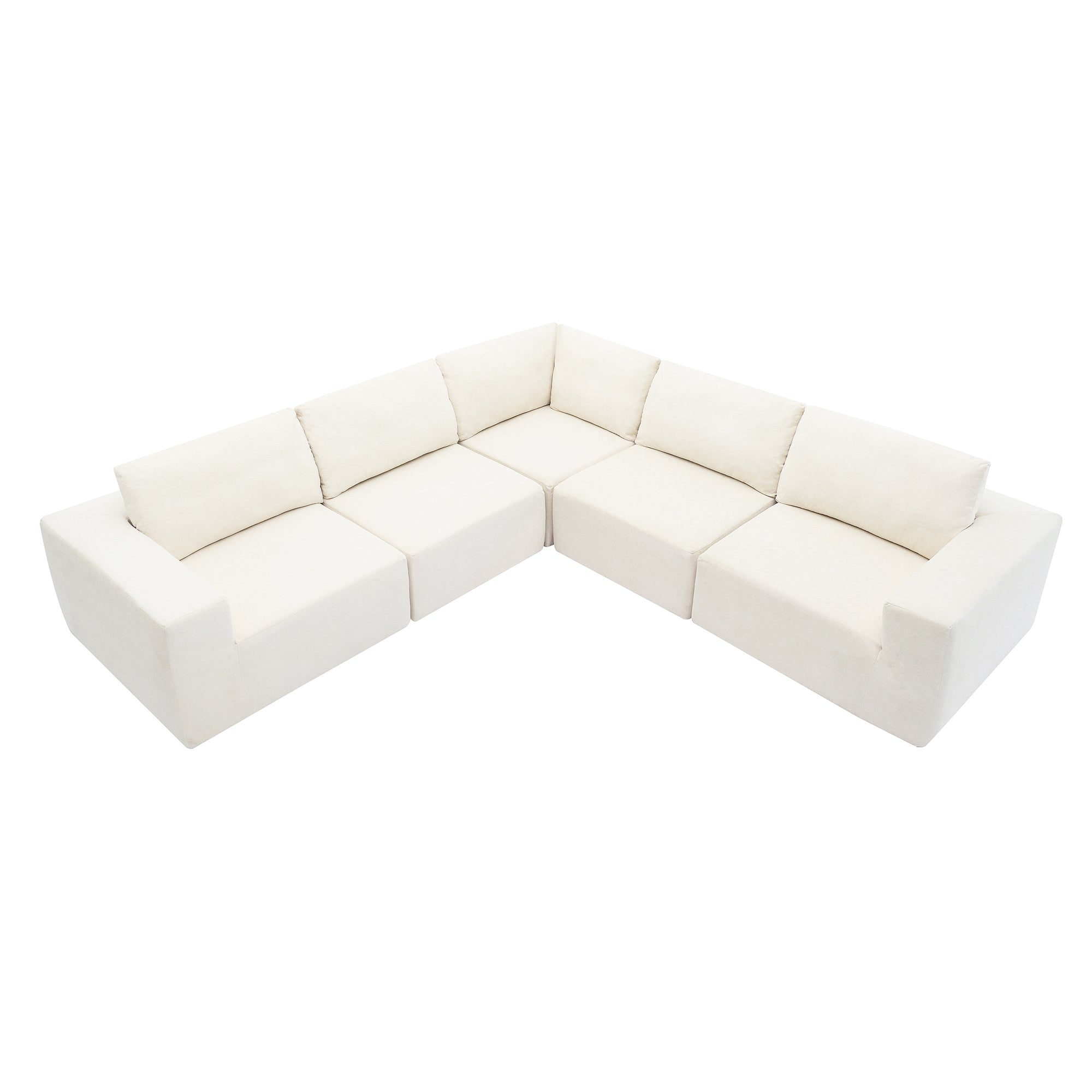 Kyoto Modular Sectional Sofa with Terrycloth Fabric in Beige