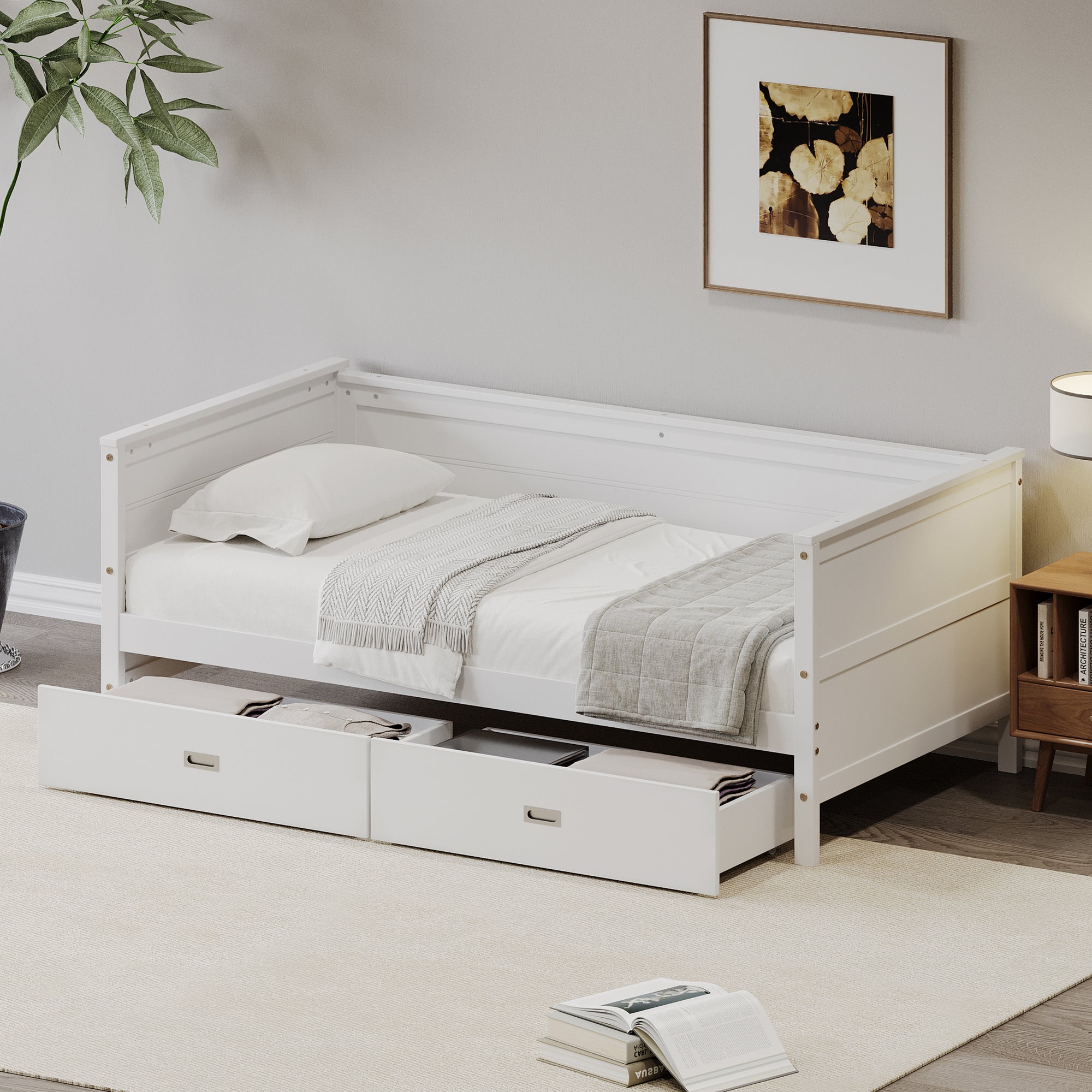 Twin Wooden Daybed with Storage Drawers