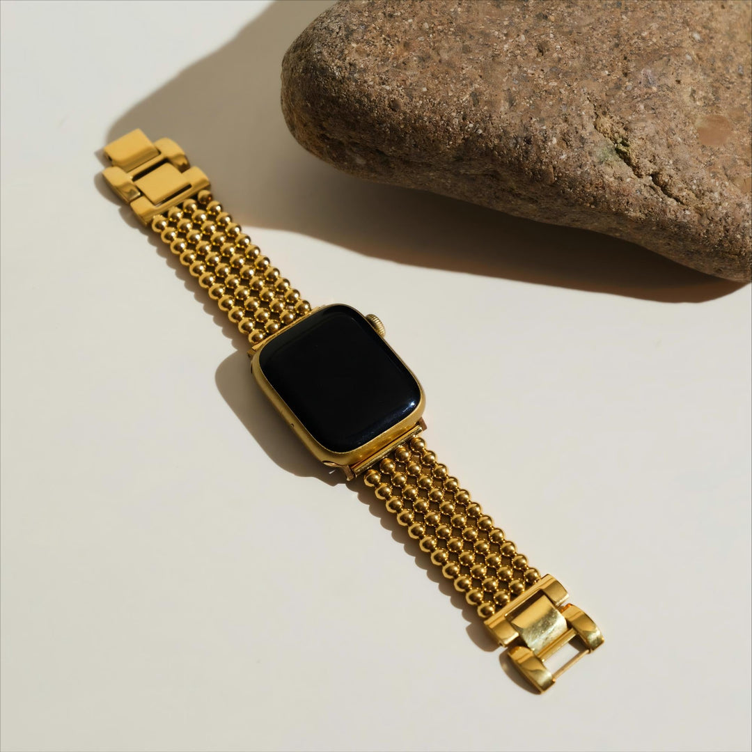 Modern Stainless Steel Beaded Apple Watch Bands for Women