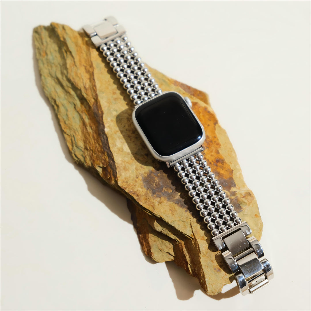 Modern Stainless Steel Beaded Apple Watch Bands for Women