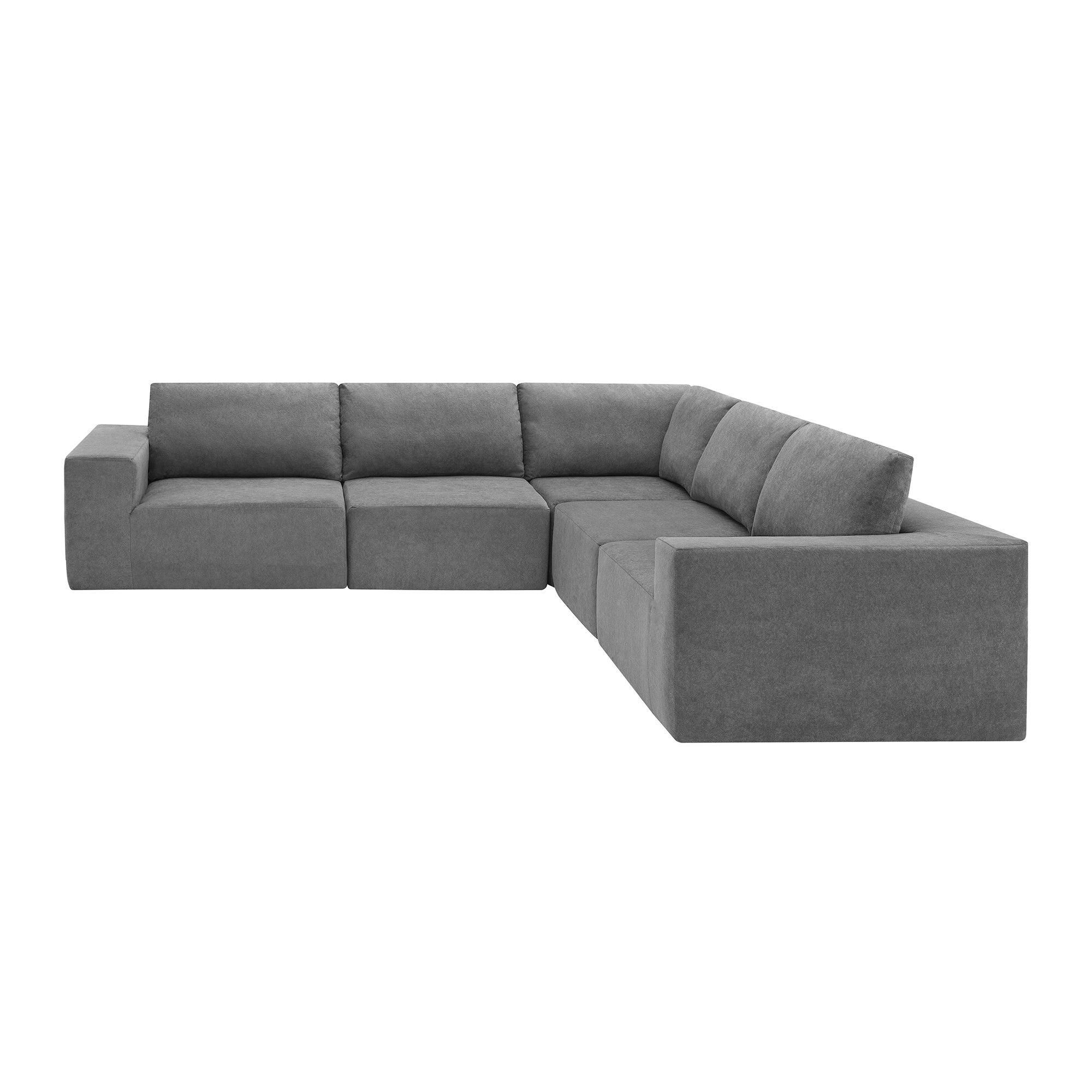 Kyoto Modular Sectional Sofa with Terrycloth Fabric in Gray