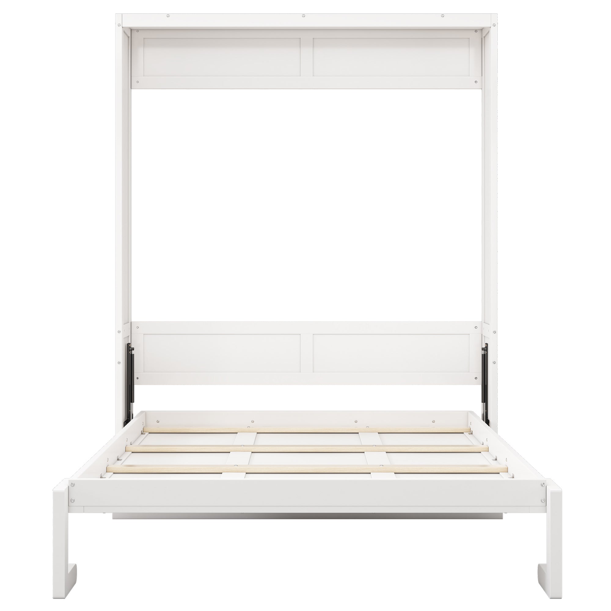 Queen Folding Murphy Bed with Two Side Cabinets in White