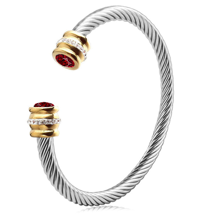 Twisted Birthstone Cuff Bracelet
