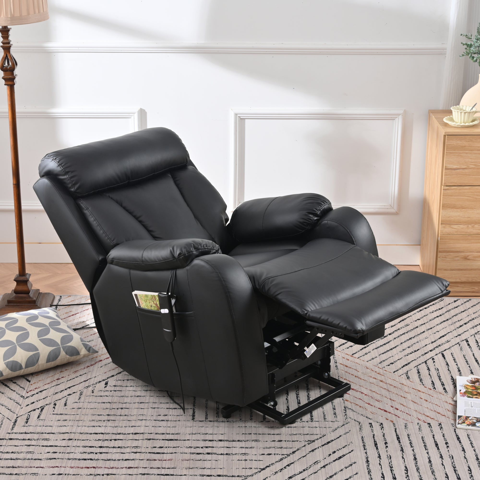 Black Electric Power Lift Recliner Chair With Remote Control