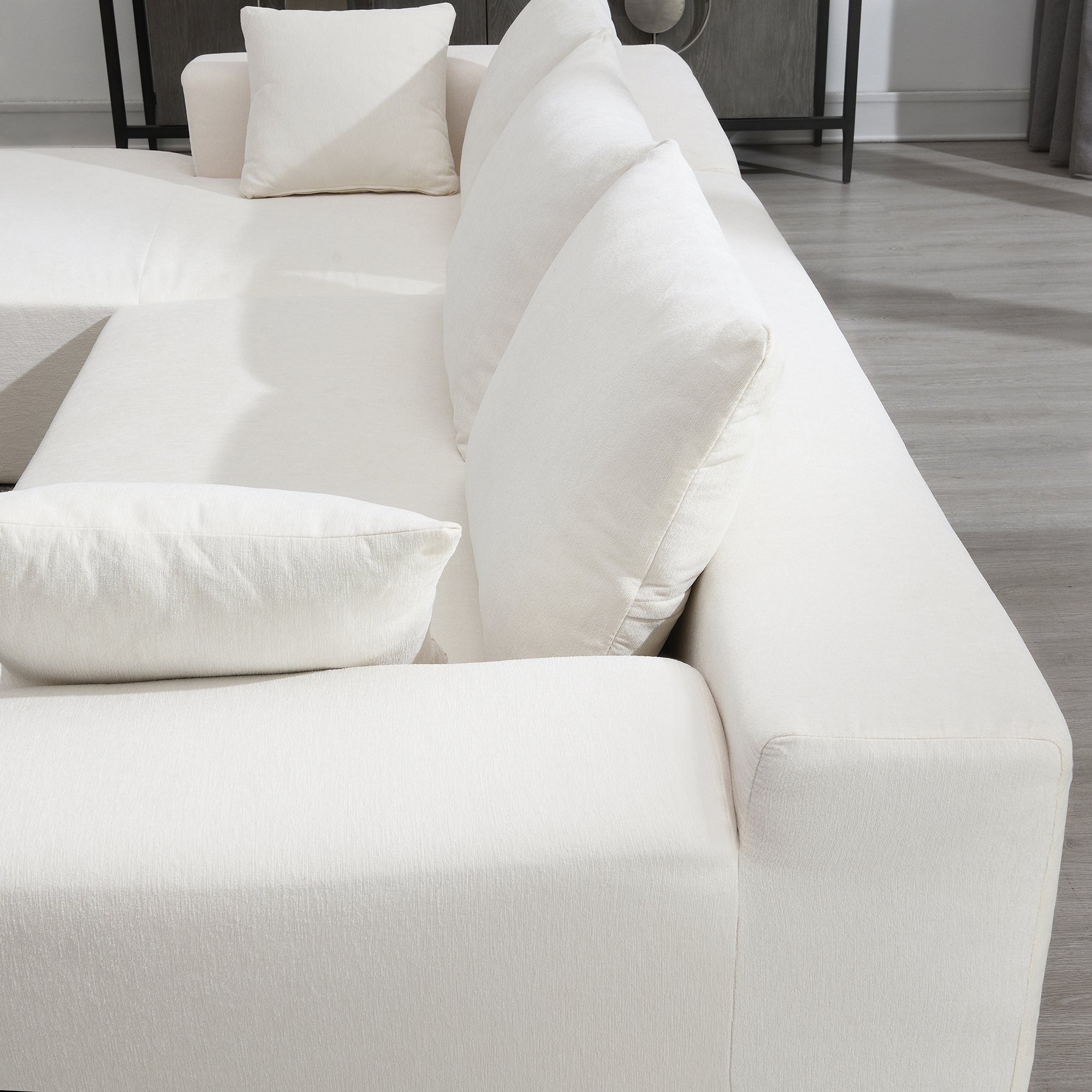 Addis 4-Seat Modular Convertible Sofa in Cream