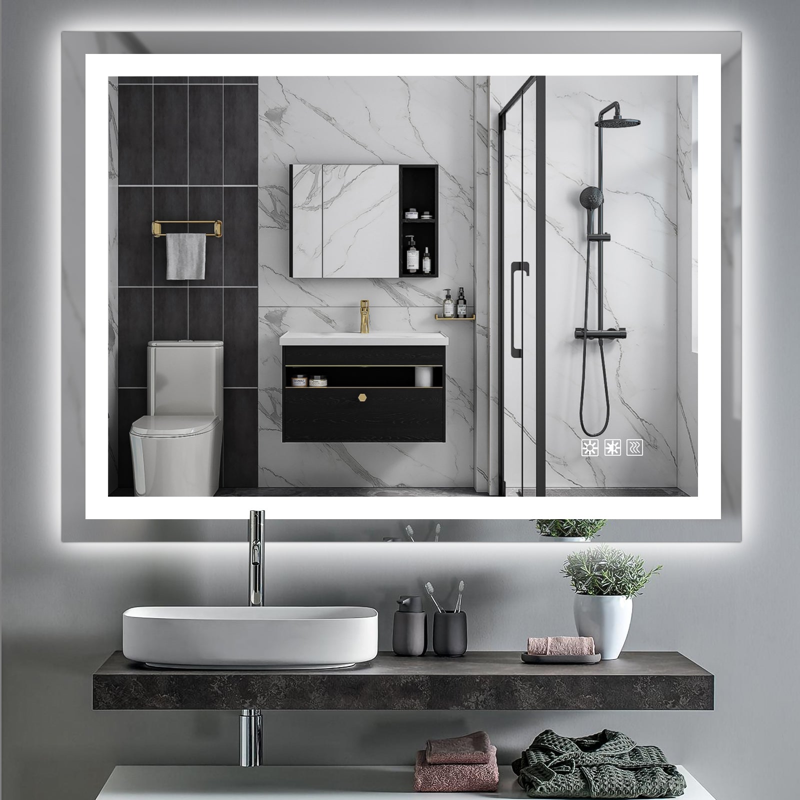 Aestin's LED Bathroom Mirror 48x36 Inch with Lights, Anti-Fog & Dimming