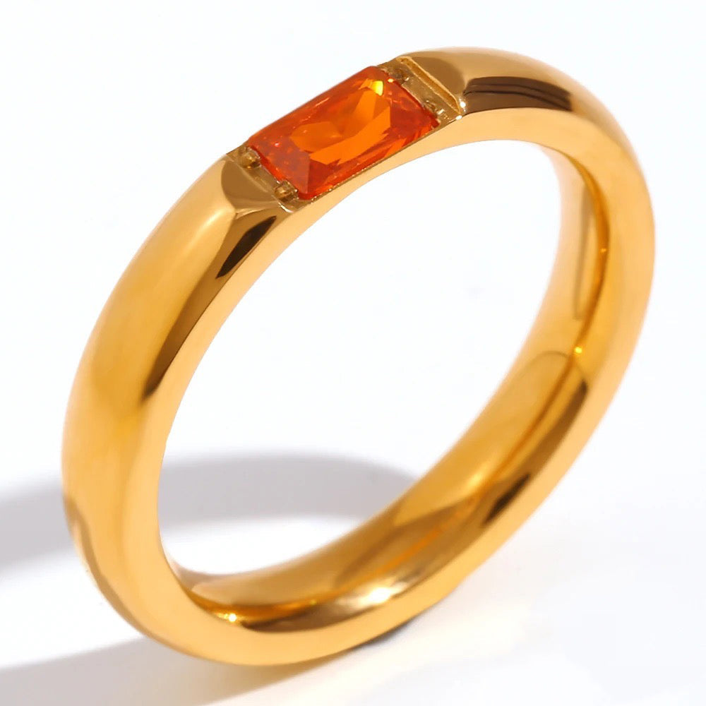 18k Baguette Cut Fine Birthstone Ring