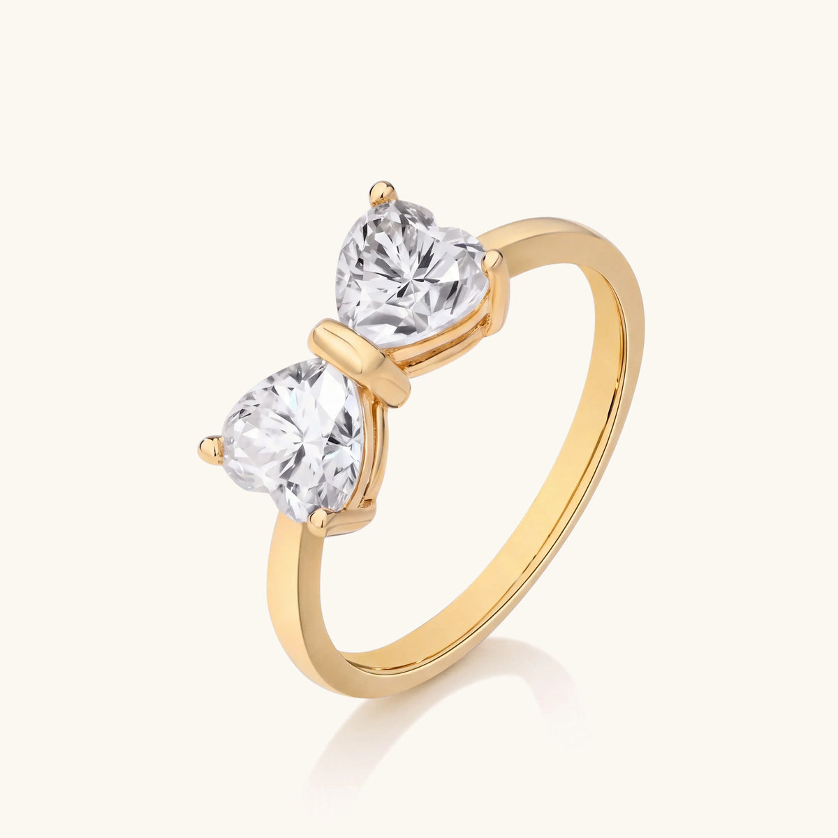S925 Moissanite Feminine Bow Ring in gold
