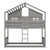 Gray Twin Over Twin House Bunk Bed with Roof, Windows, and Door