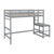 Gray Twin High Loft Bed with Ladder Landing Platform and Guardrails