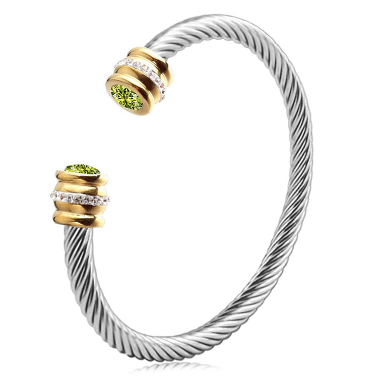 Twisted Birthstone Cuff Bracelet