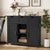 Wooden Floor Storage Cabinets with Drawers and Shelves Accent Cabinet for Living Room Bedroom Bathroom Furniture In Black