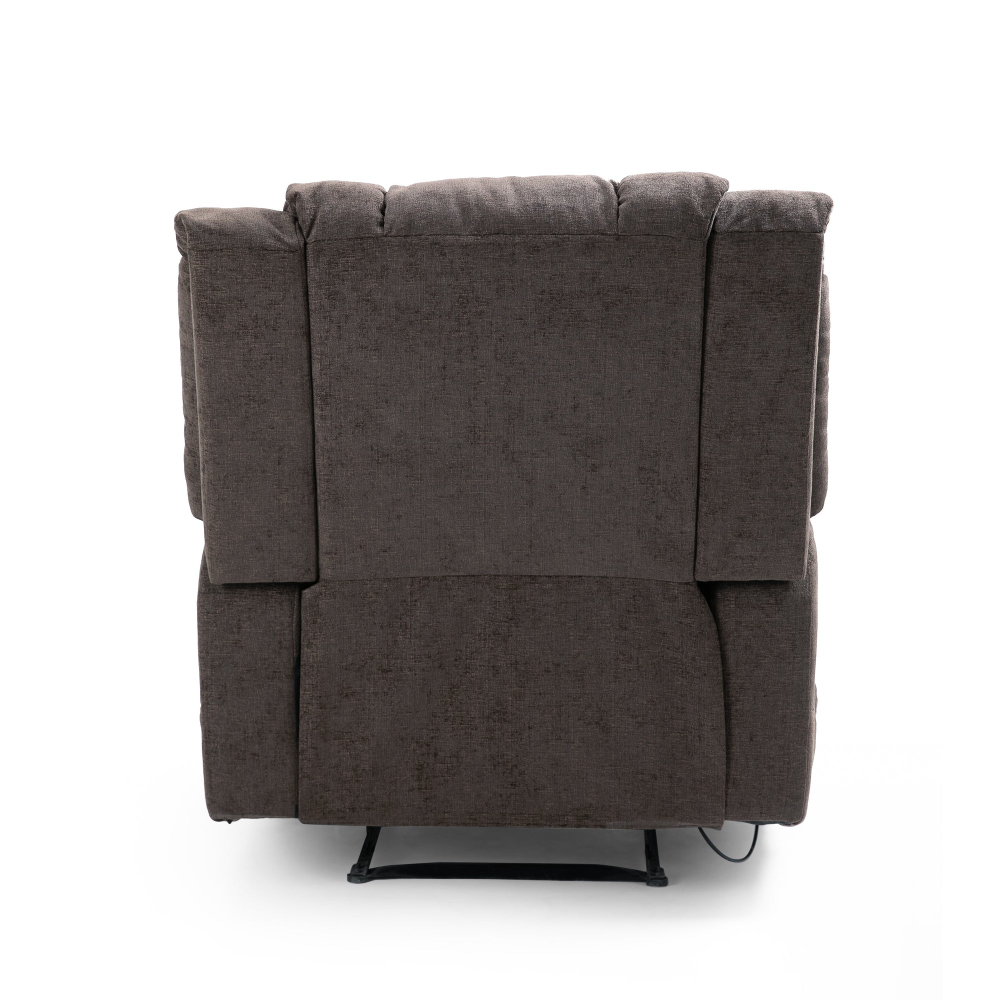 Power Recliner With Lumbar Heat & Massage Power In Brown Fabric