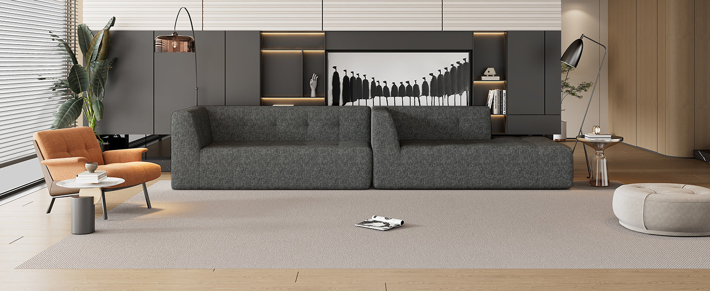 Mombasa 3-Seat Chenille Sofa in Gray