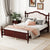 Classic Queen Size Pine Wood Bed with Upholstered Headboard