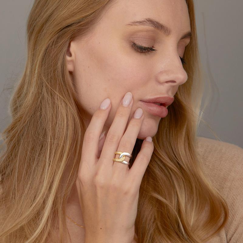 14k diamond accented interlocking two tone ring