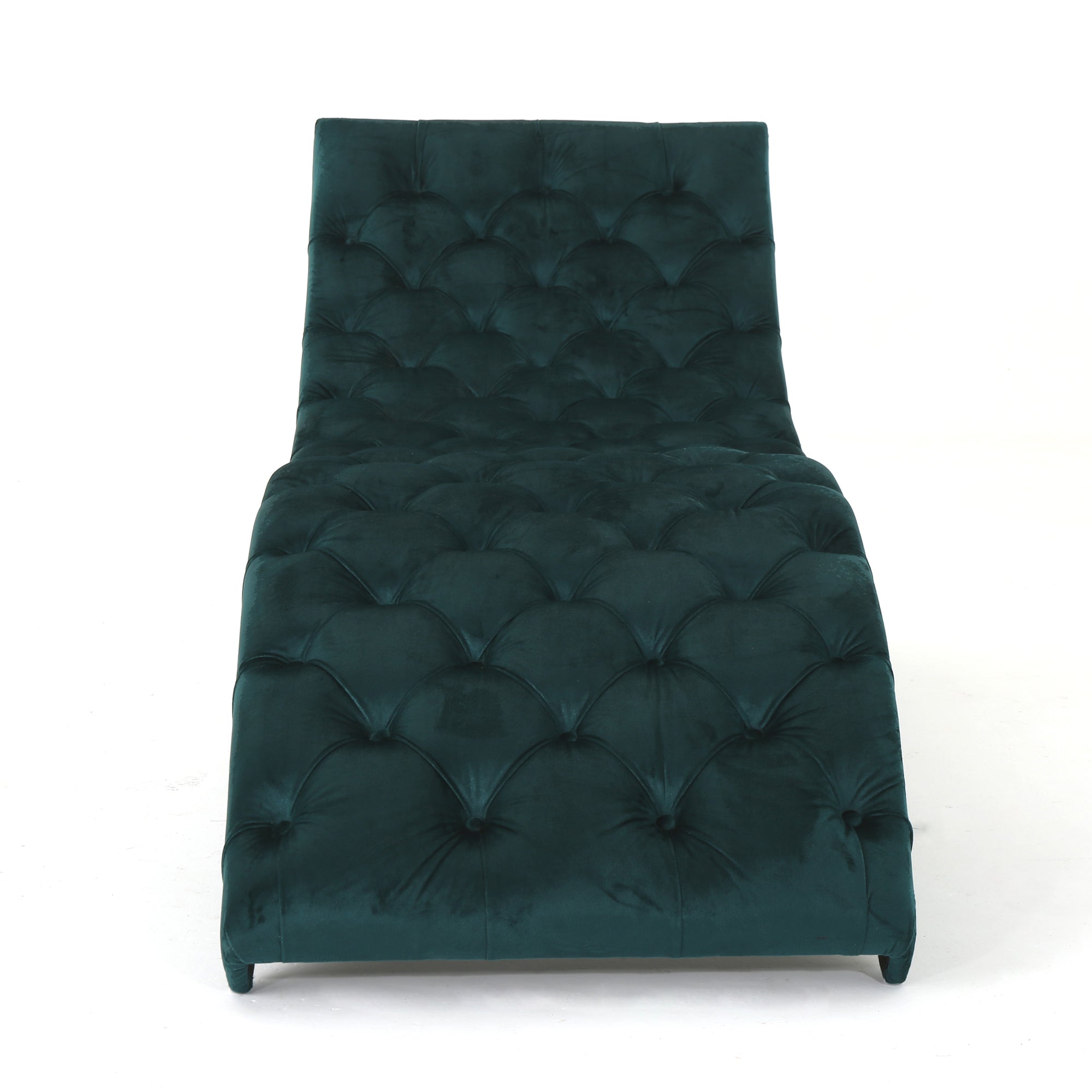 Teal Velvet Tufted Chaise Lounge