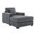 Blue-Gray Chenille Oversized Chaise Lounger with Built-in Charge Station & Cup Holders