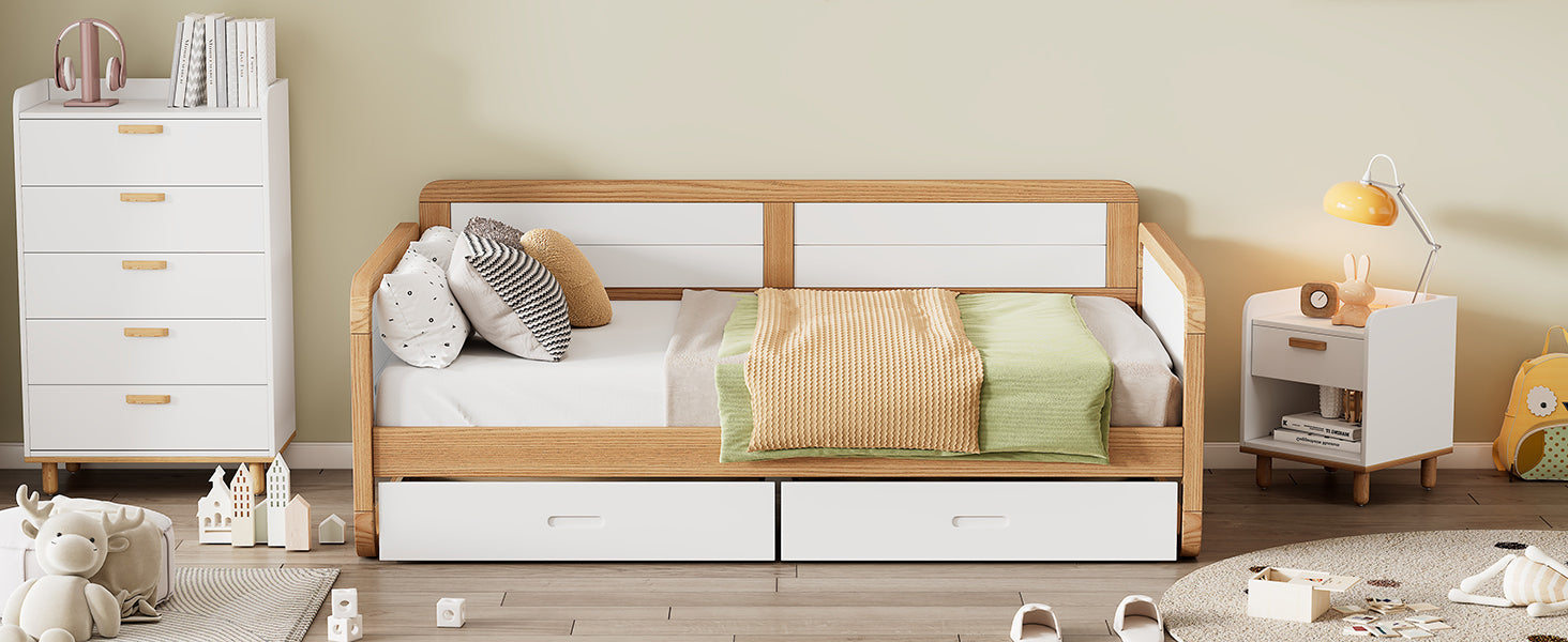 Twin Size White & Walnut Modern Daybed