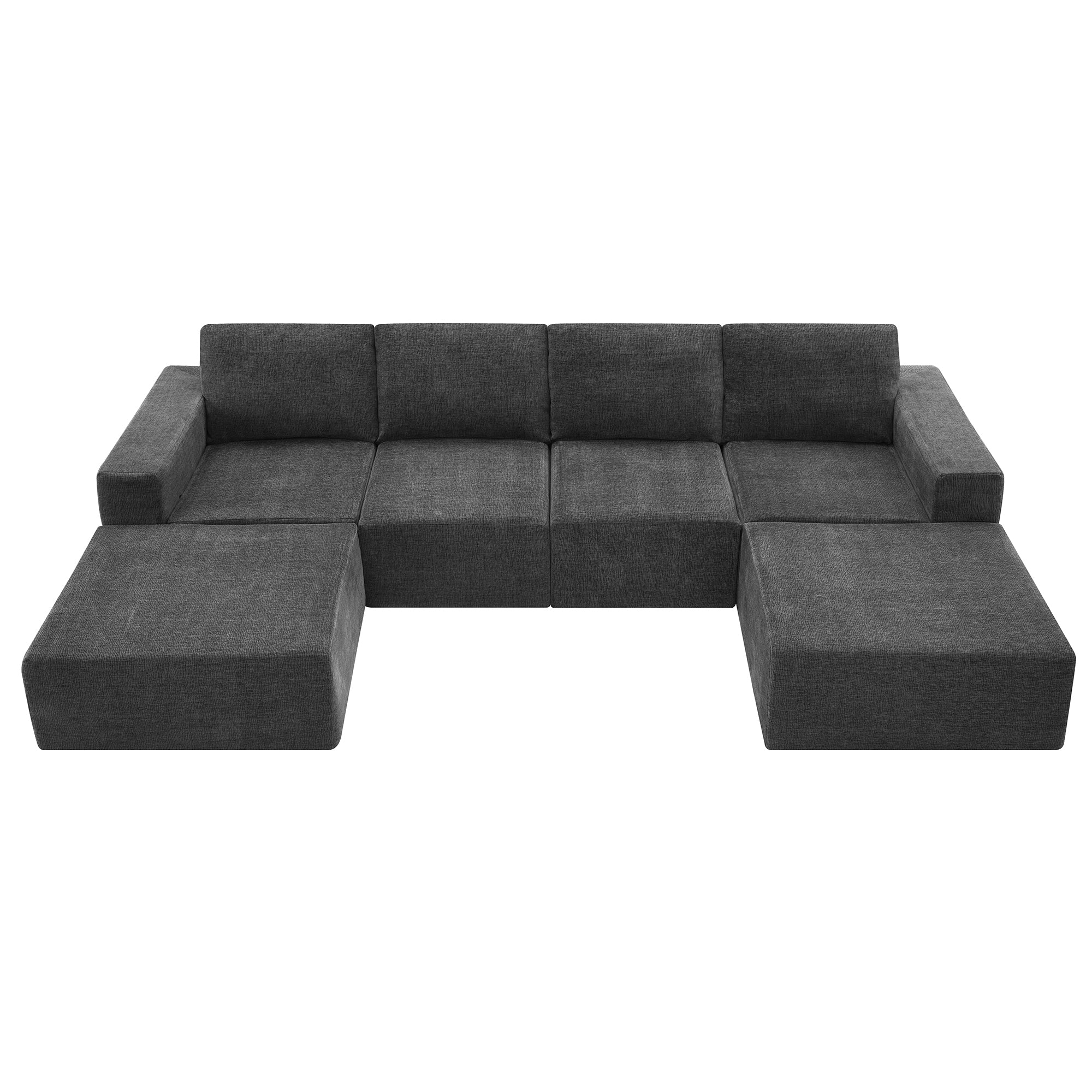 Tangier 6-Seat Modular U-Shape Sofa in Dark Gray