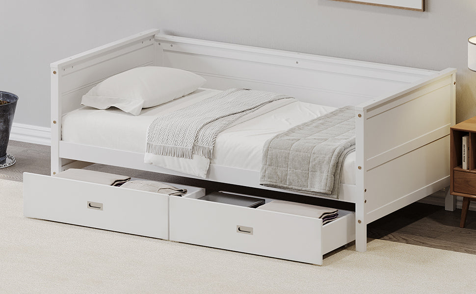 Twin Wooden Daybed with Storage Drawers