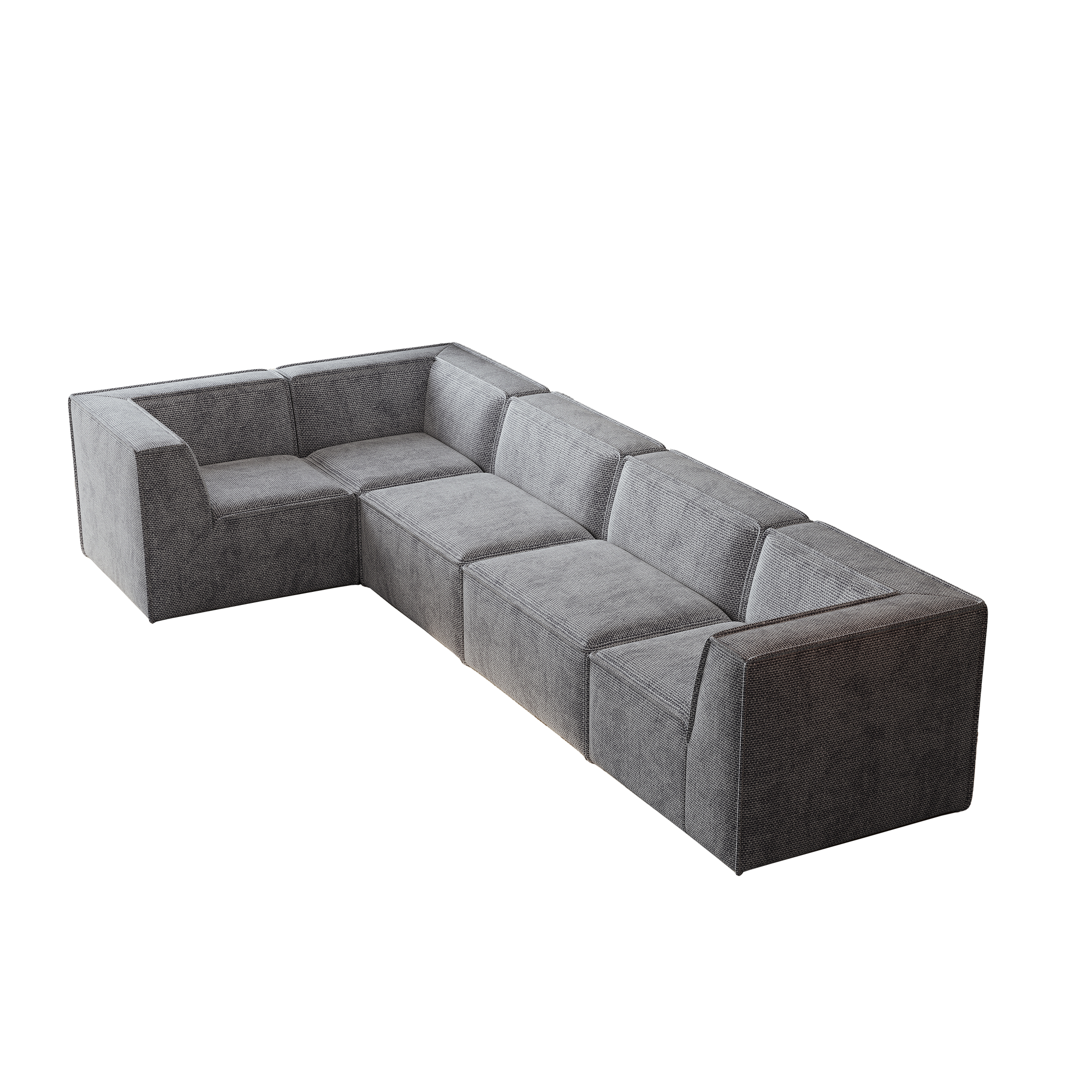 Kinshasa 5-Seat Modular Chenille Sofa in Gray