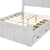 Ancient White Queen Size Farmhouse Bed Frame with Storage Drawers