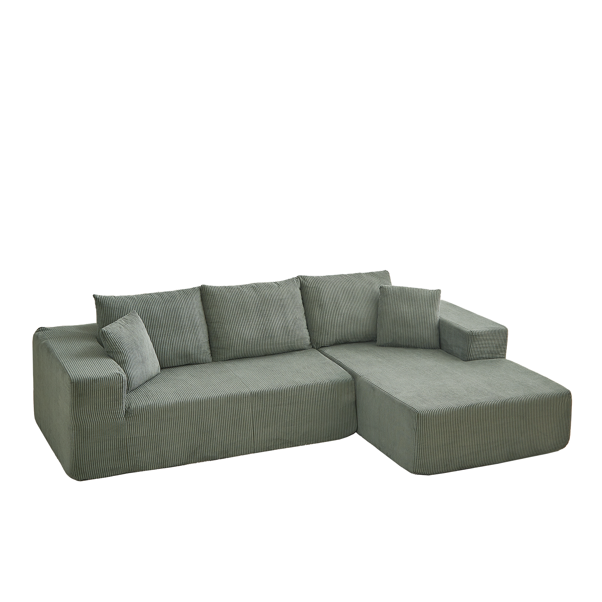 3-Seater Modular Corduroy Sofa In Green Flexible Configuration