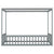 Gray Twin Size Canopy Frame Floor Bed with Fence and Guardrails