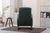 Modern Glider Rocking Chair with Side Pocket and High Back in Emerald Linen