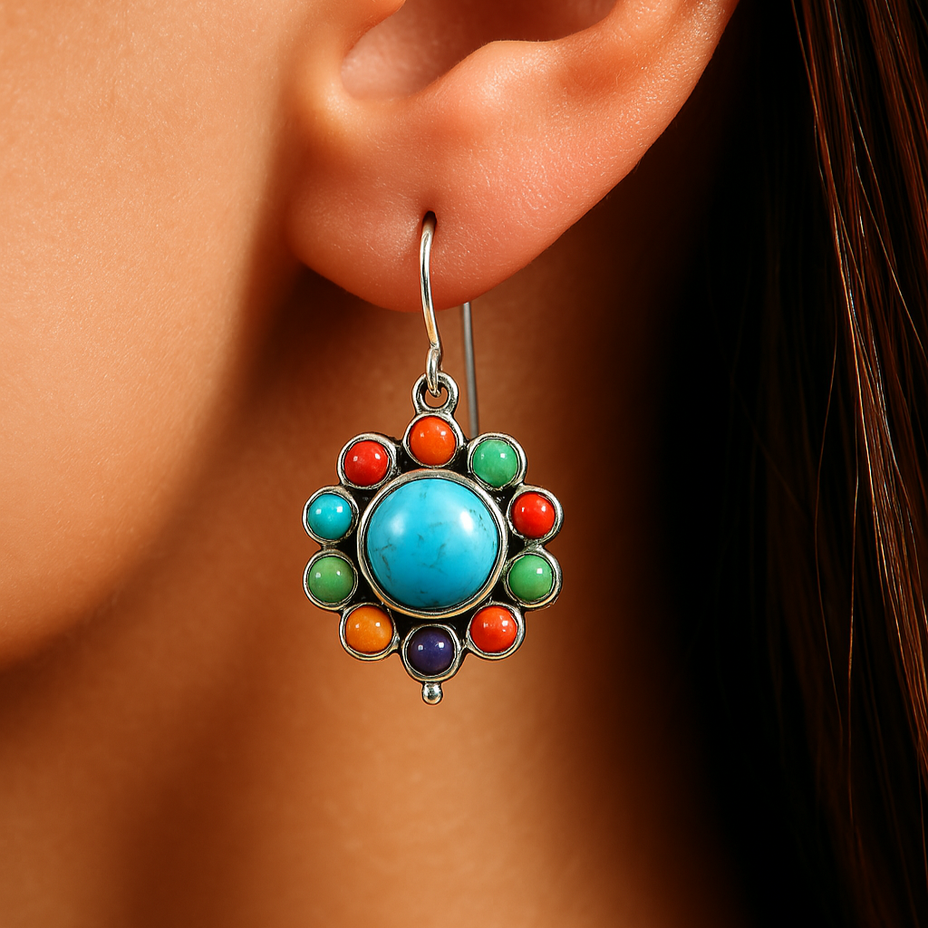 Romantic Multicolour Turquoise Earrings