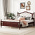 Classic Queen Size Pine Wood Bed with Upholstered Headboard