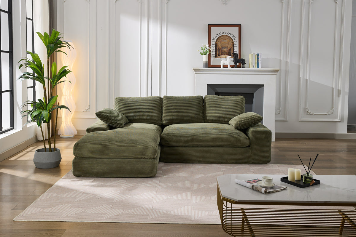 Army Green Modern Modular Sectional Sofa – Contemporary 4-Seater