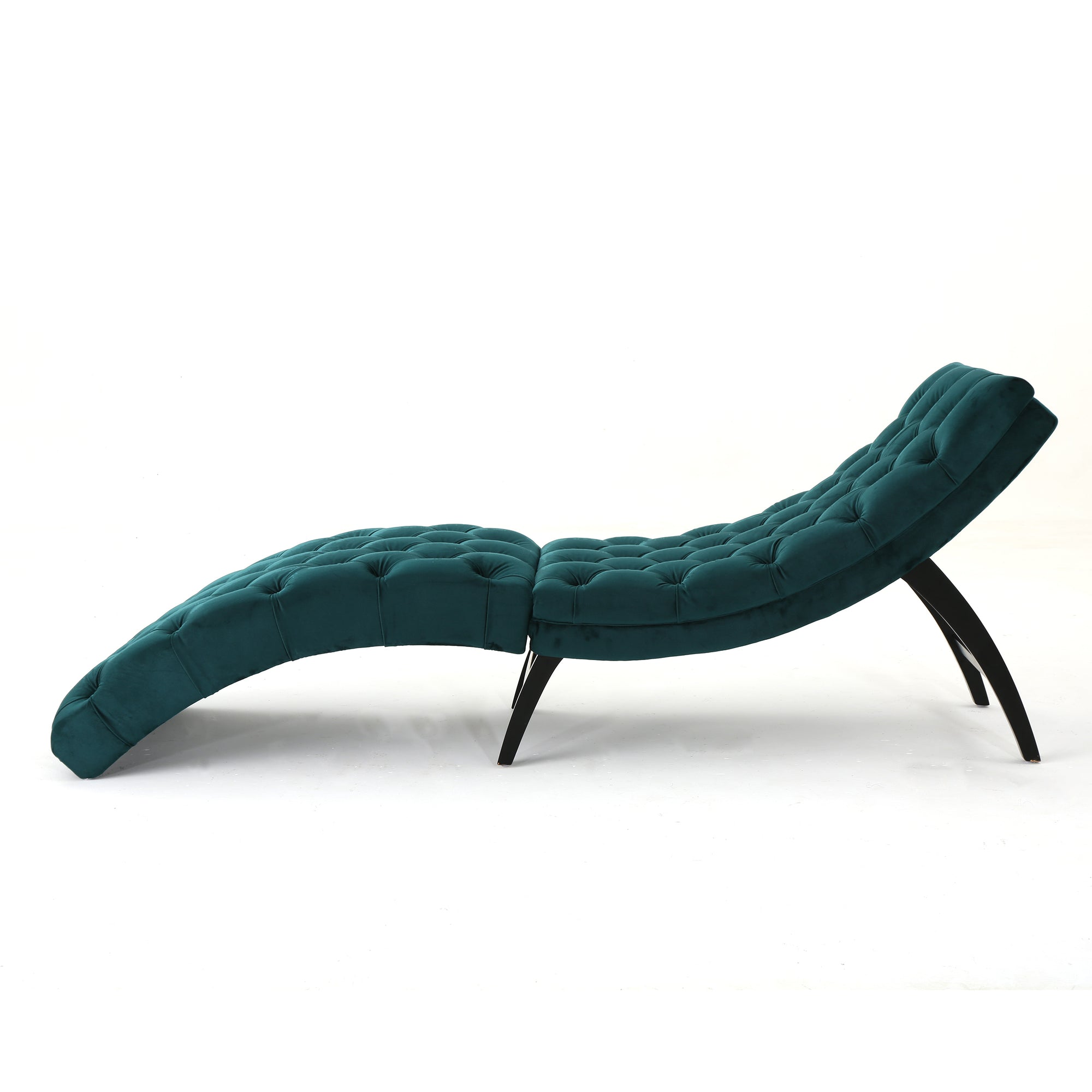 Teal Velvet Tufted Chaise Lounge