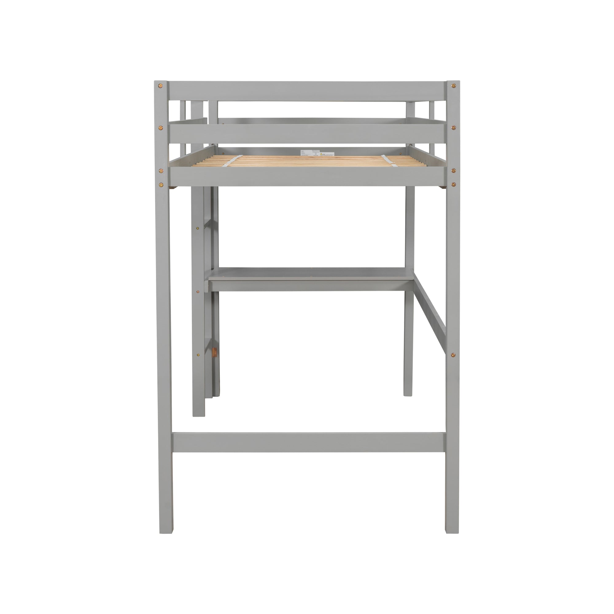 Gray Twin Loft Bed with Built-in Desk