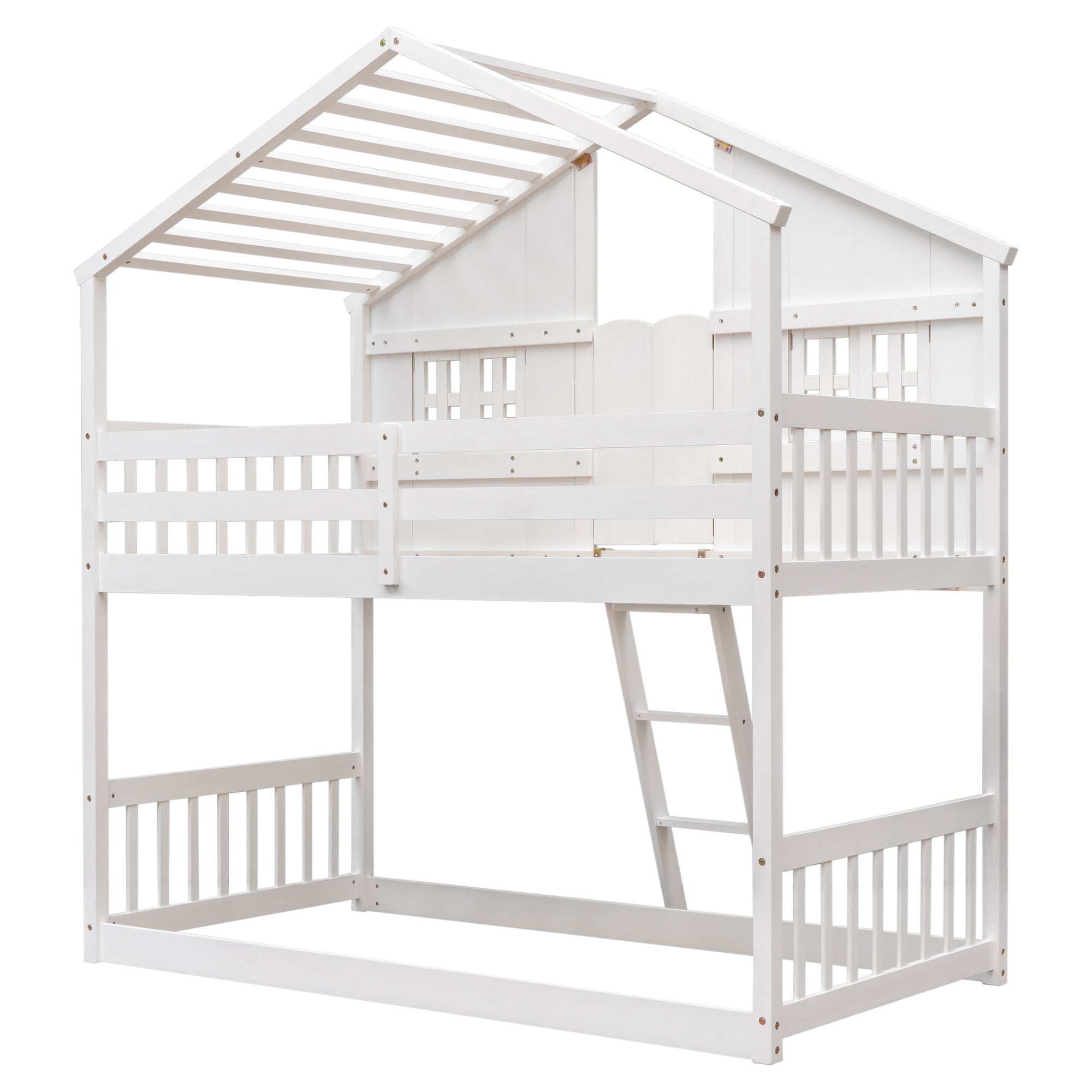 White Twin Over Twin Tree House Inspired Bunk Bed