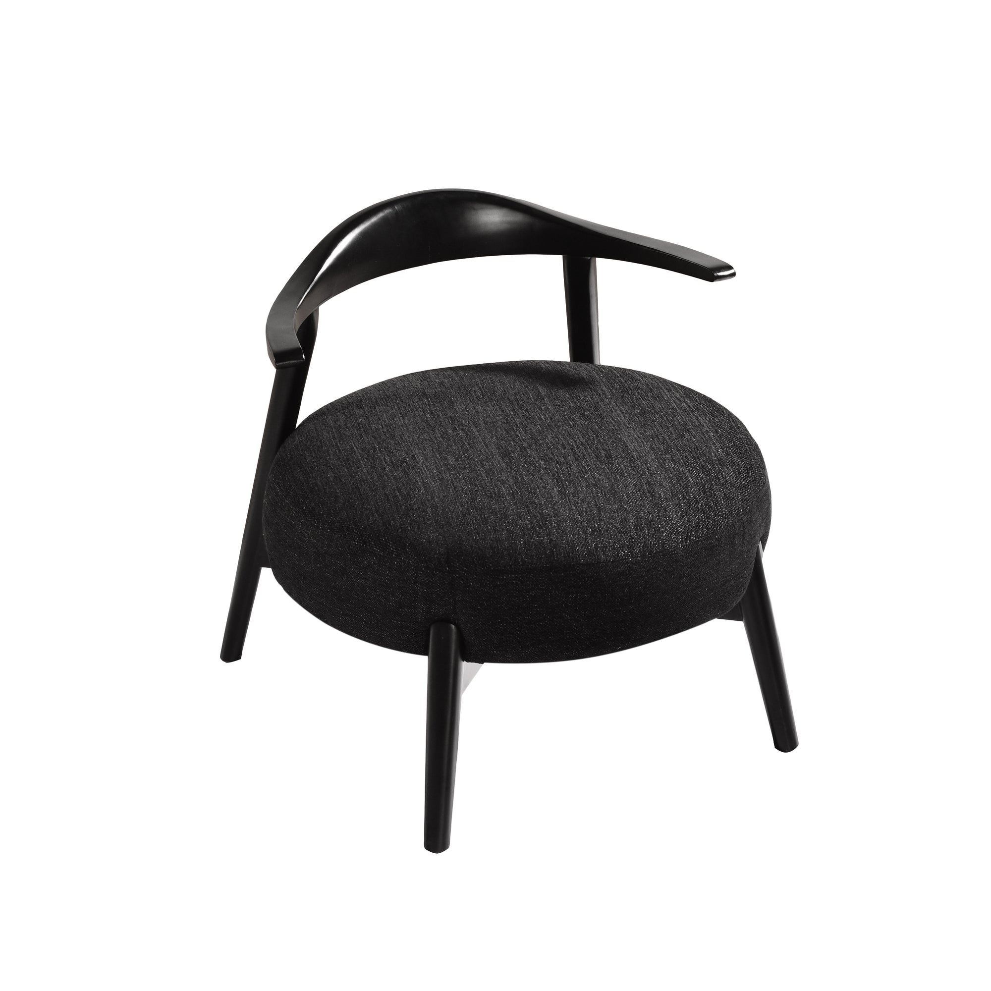 Black Fabric Accent Chair with Birch Wood Legs