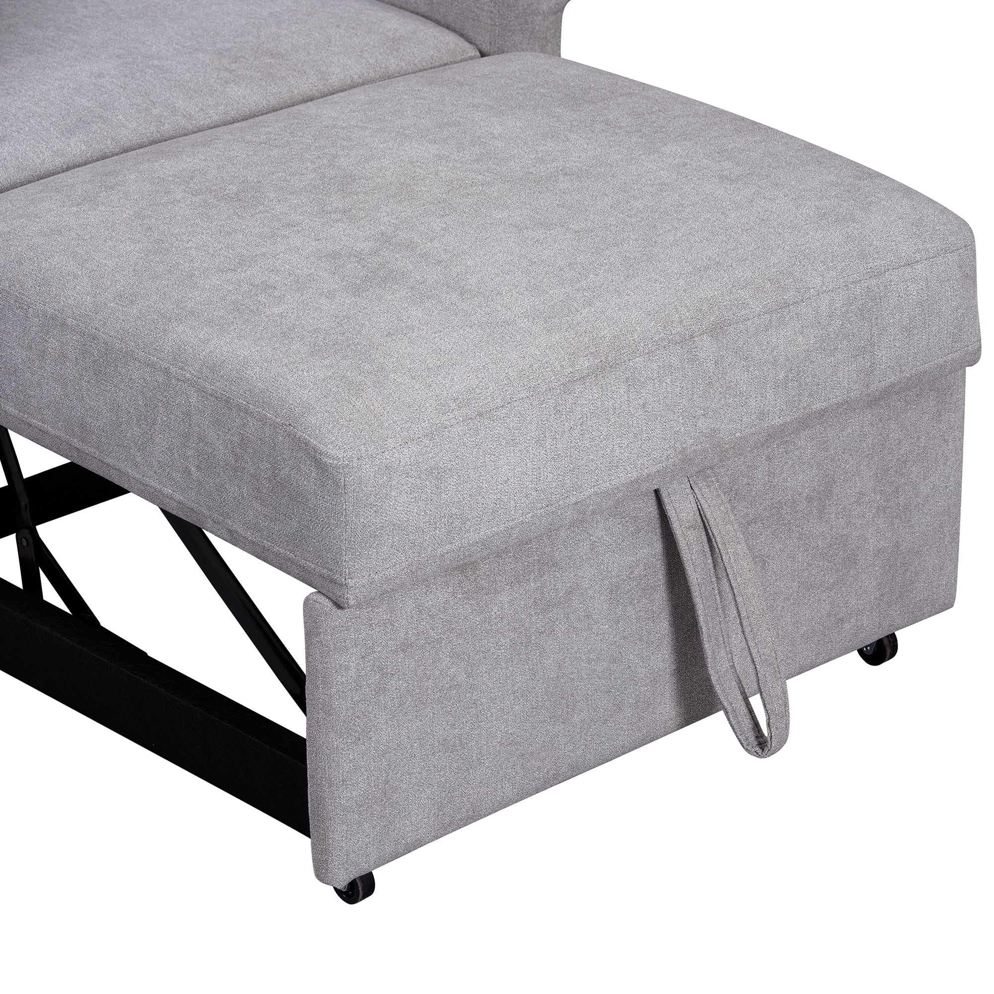 3-in-1 Gray Chenille Sleeper Chair