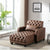 Reclining Tufted Chaise Lounge with Lumbar Pillow and Wireless Phone Charging in Brown