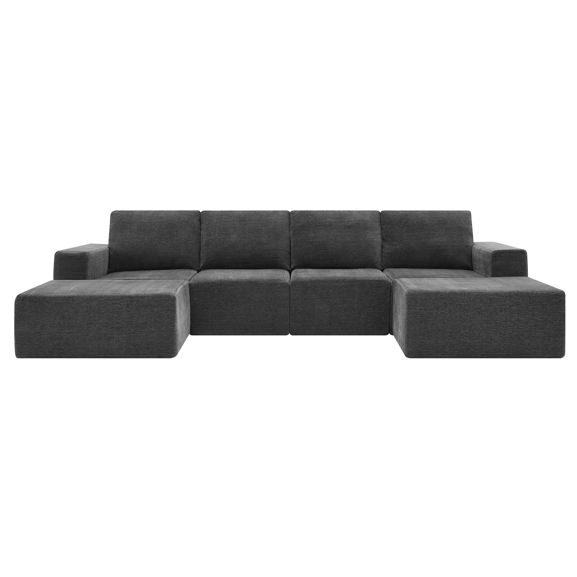 Tangier 6-Seat Modular U-Shape Sofa in Dark Gray