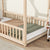 Natural Pine Frame Twin House Bed with Guardrails