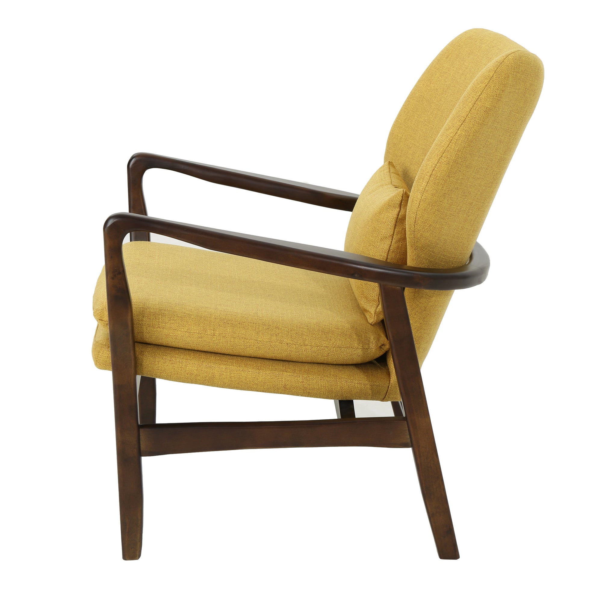 Stylish Club Chair Upholstered In Soft Mustard Fabric