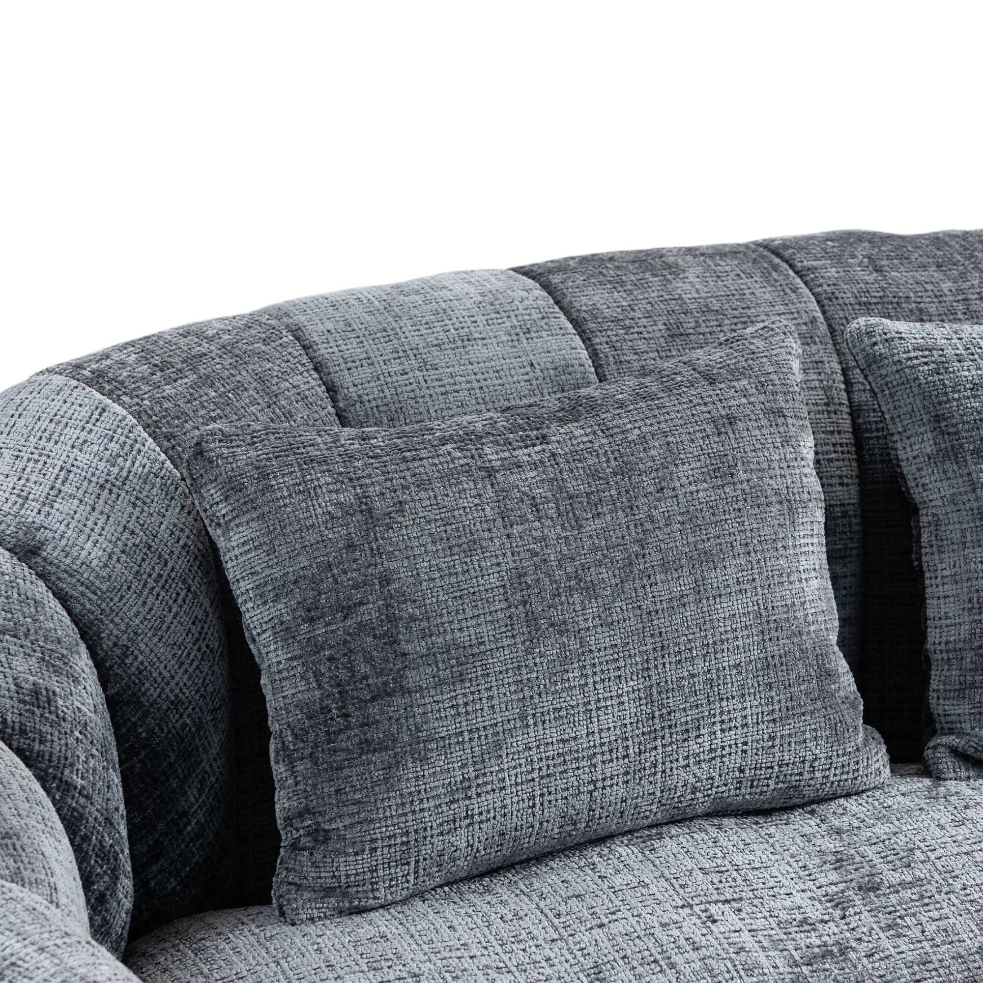 Gray Chenille Bean Shape 2-Seater Lazy Sofa